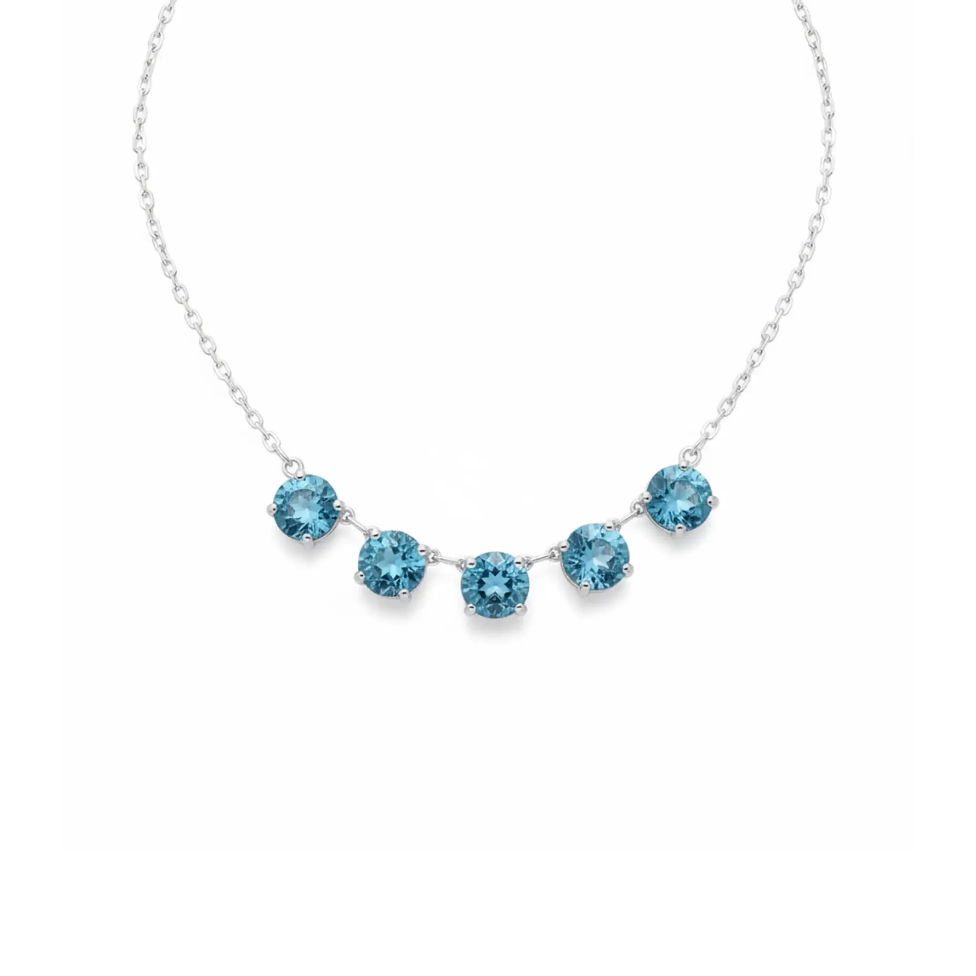 Serenity Bar Necklace – Blue Topaz