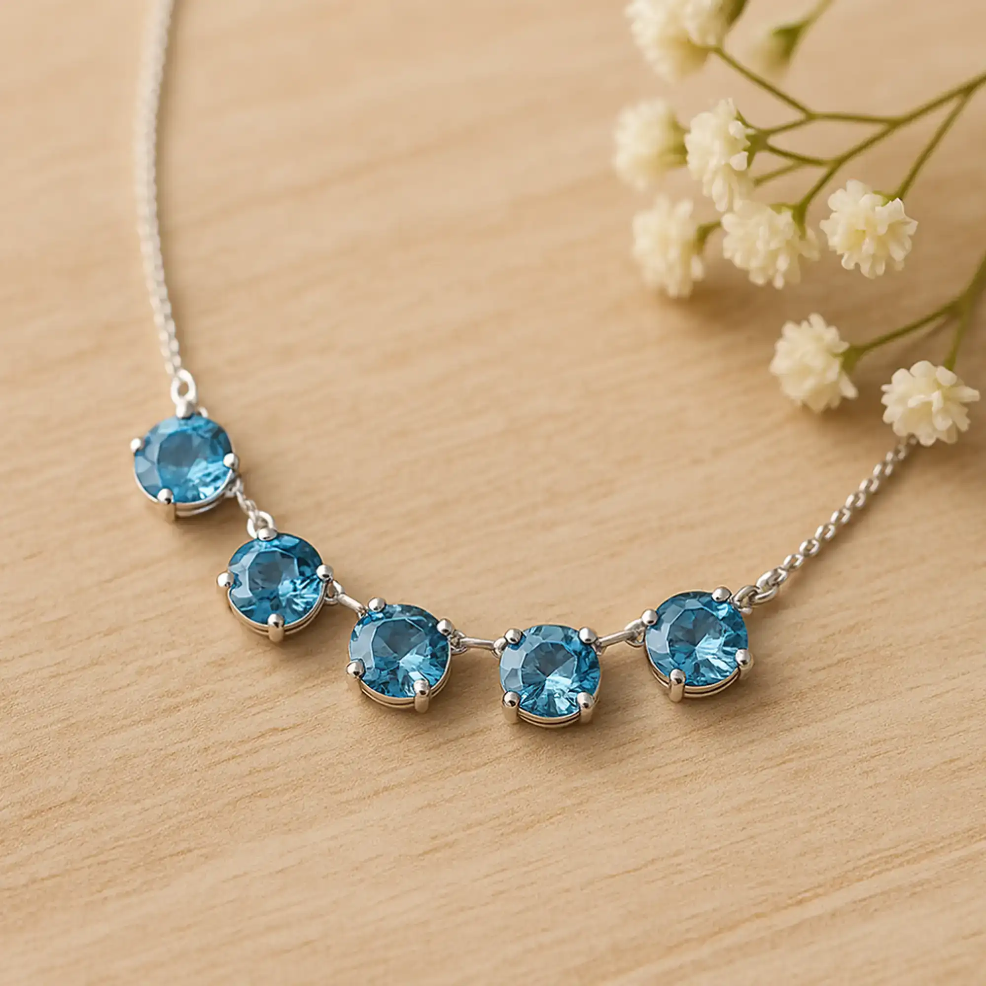 Serenity Bar Necklace – Blue Topaz