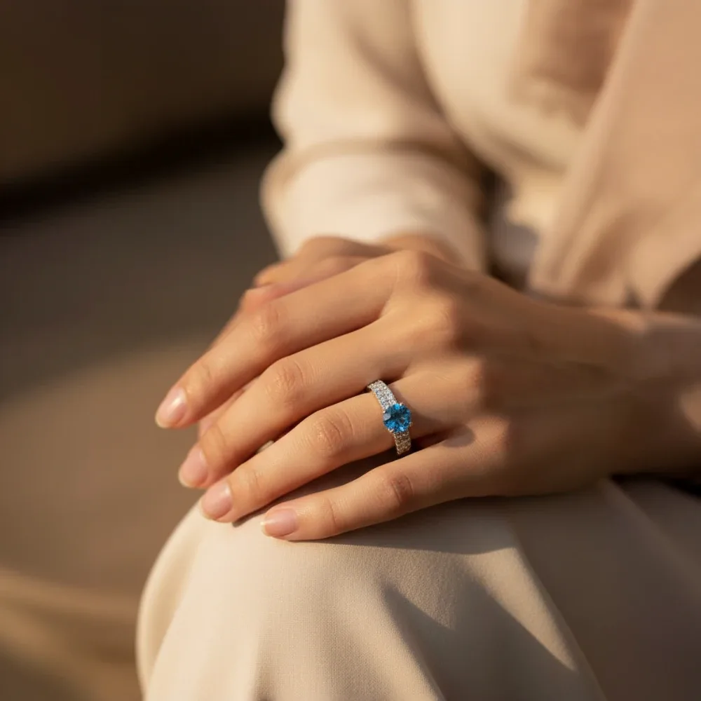 Luminous Band Ring – Swiss Blue Topaz