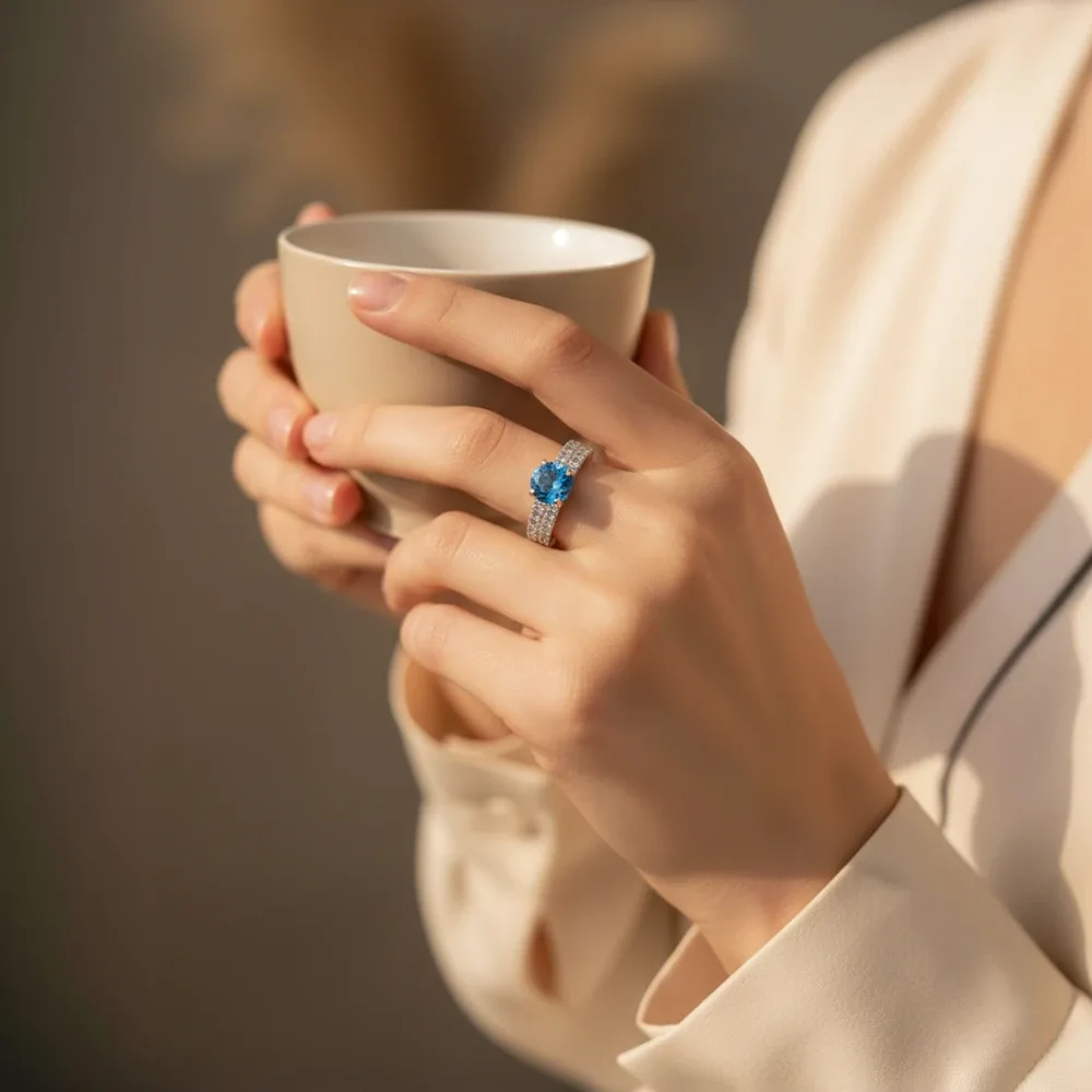 Luminous Band Ring – Swiss Blue Topaz