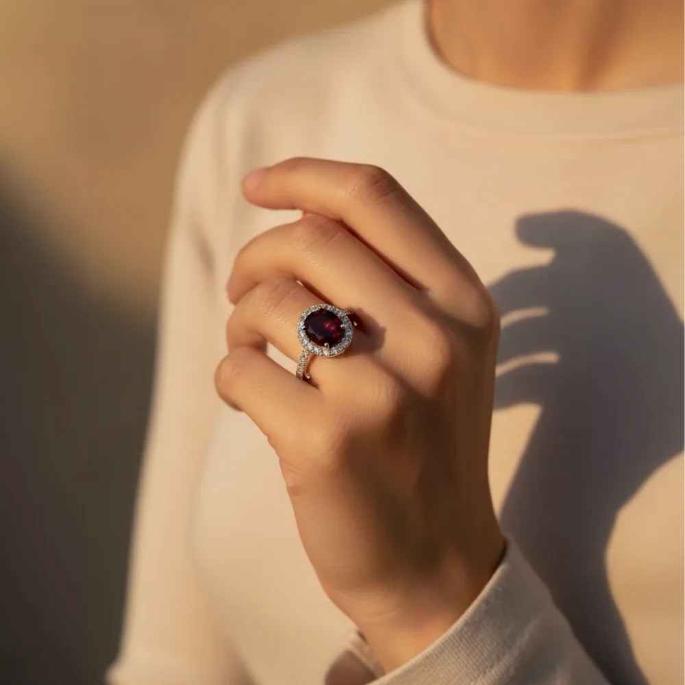 Radiant Aura Ring – Garnet