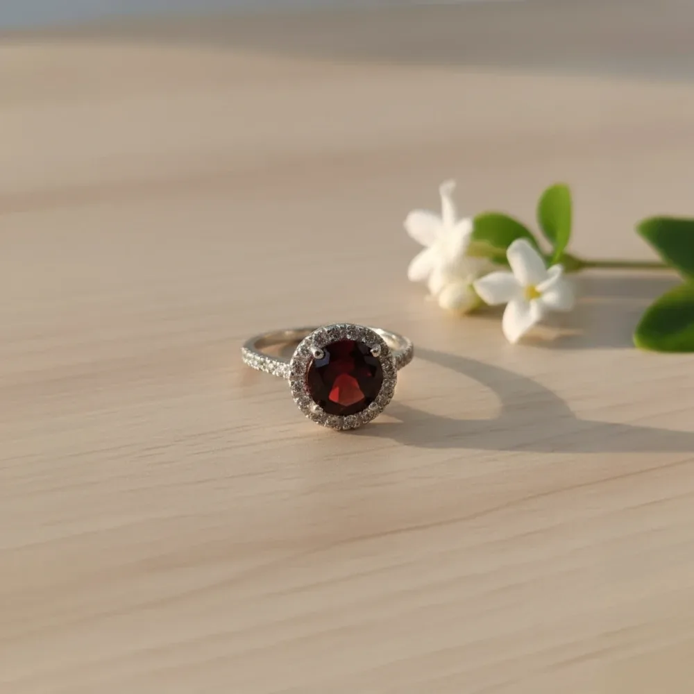Radiant Aura Ring – Garnet