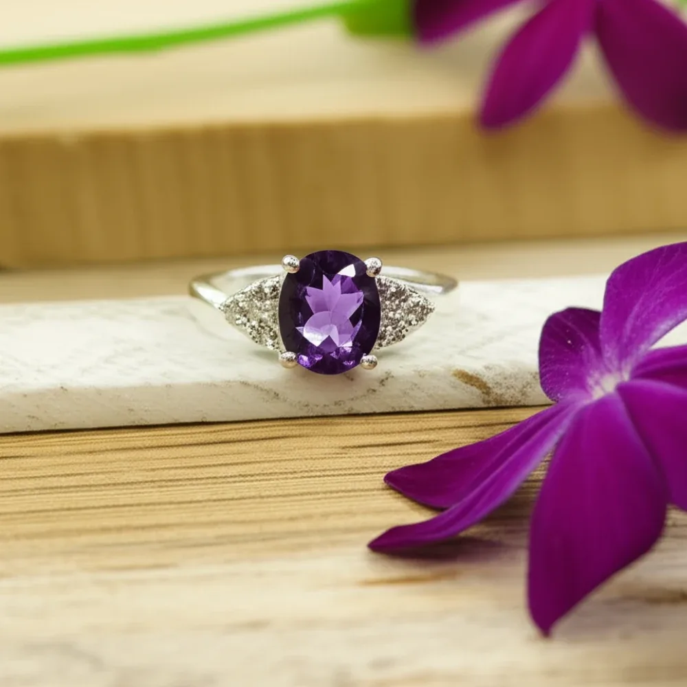 Trinity Spark Ring – Amethyst
