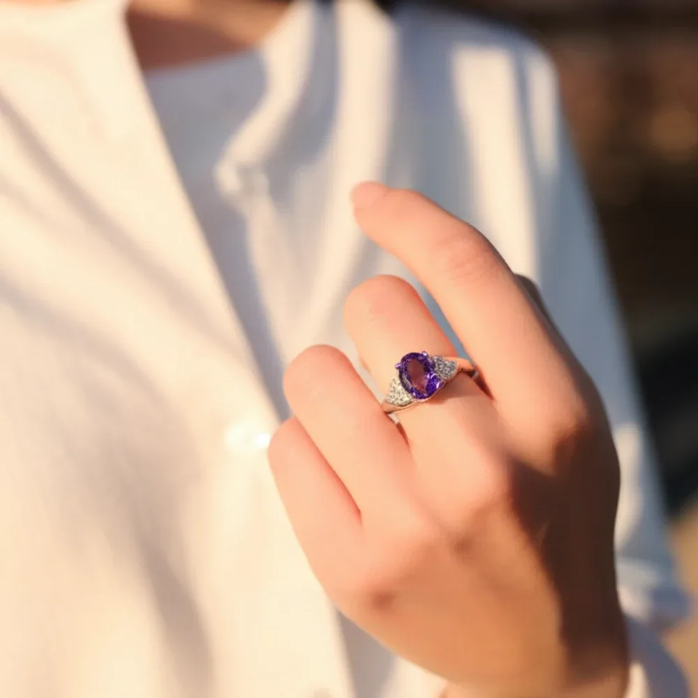 Trinity Spark Ring – Amethyst