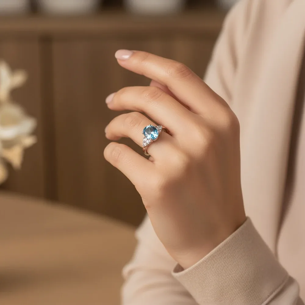 Trinity Spark Ring – Blue Topaz