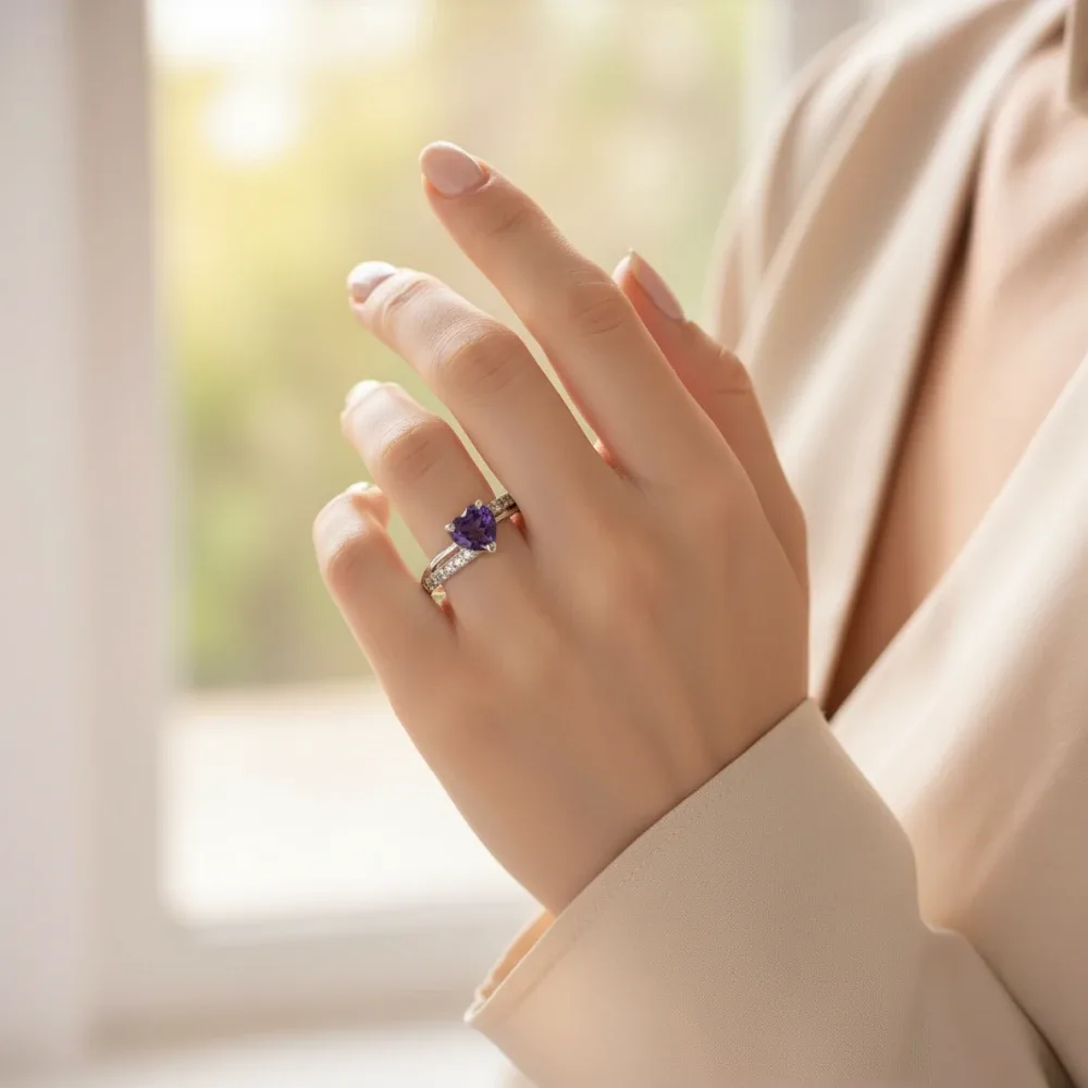Eternal Heart Ring – Amethyst