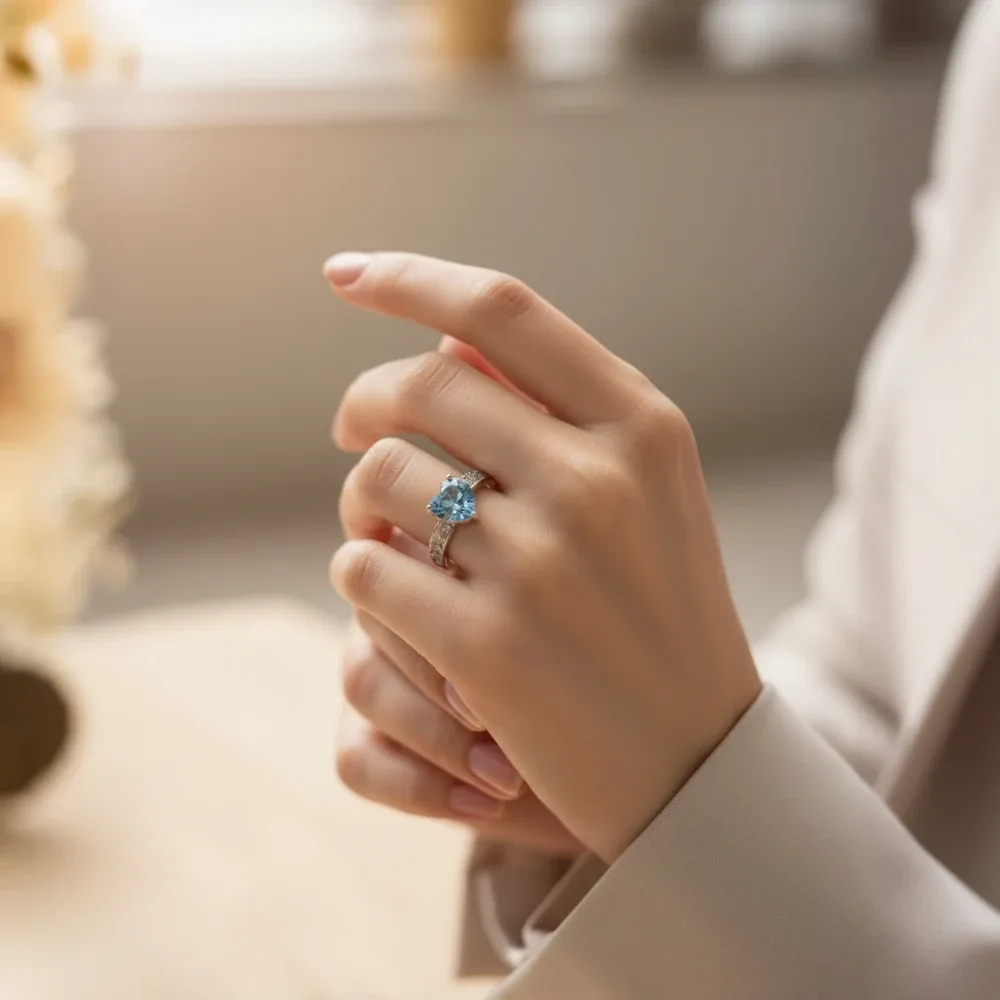 Eternal Heart Ring – Sky Blue Topaz