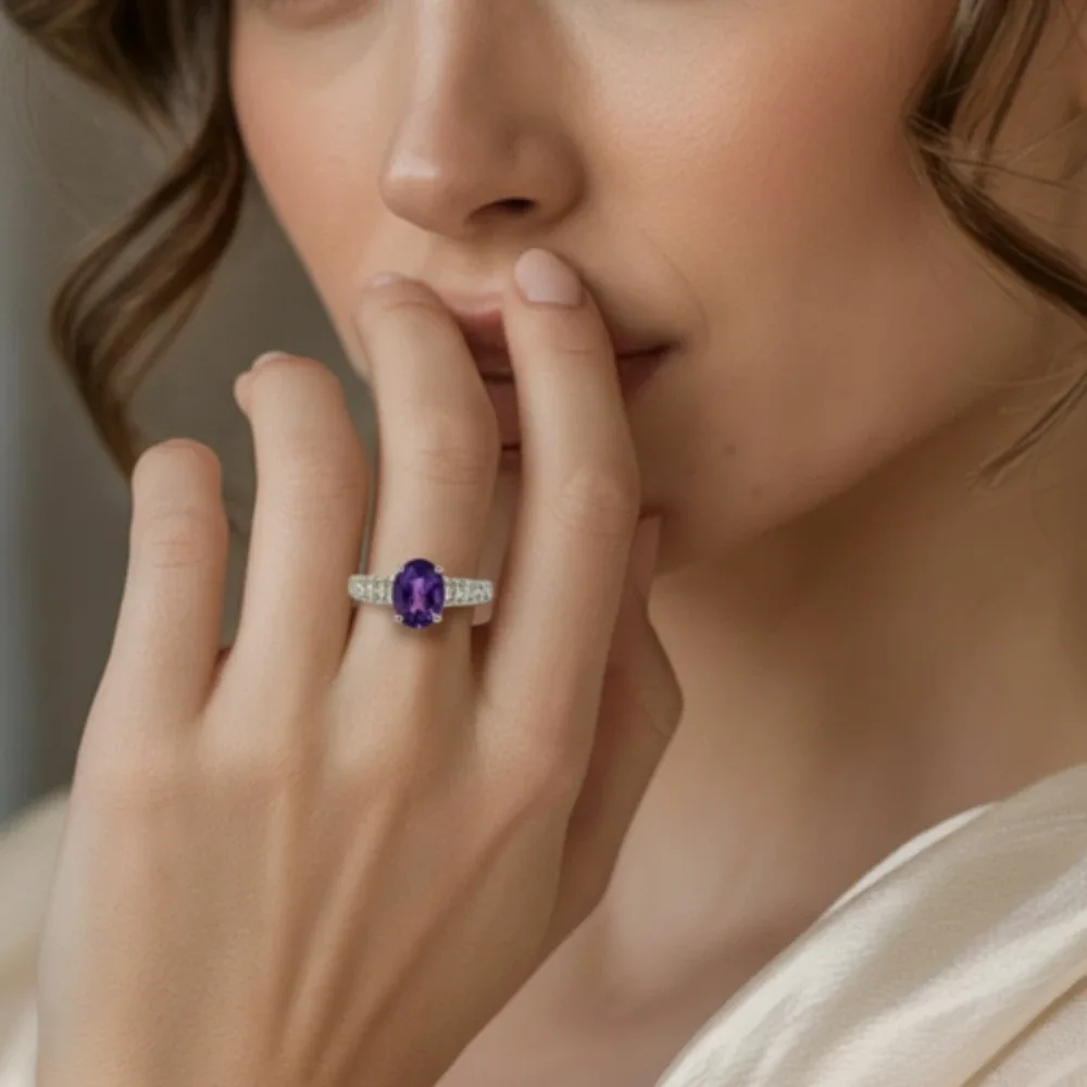 Celestial Charm Ring – Amethyst