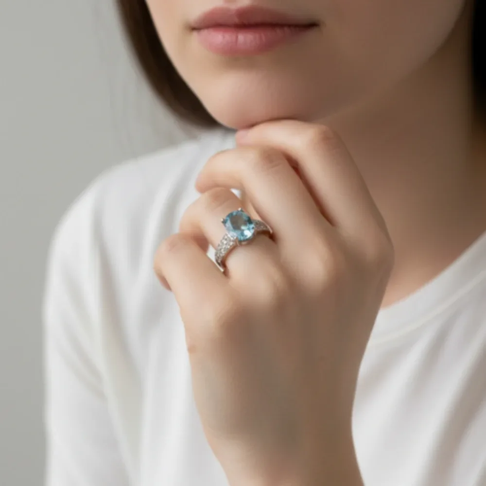 Celestial Charm Ring – Blue Topaz