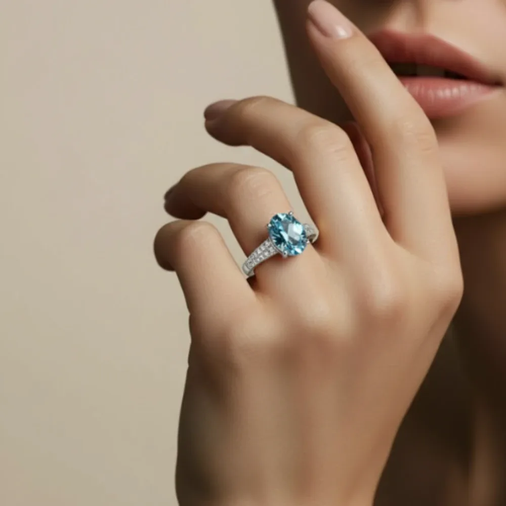Celestial Charm Ring – Blue Topaz