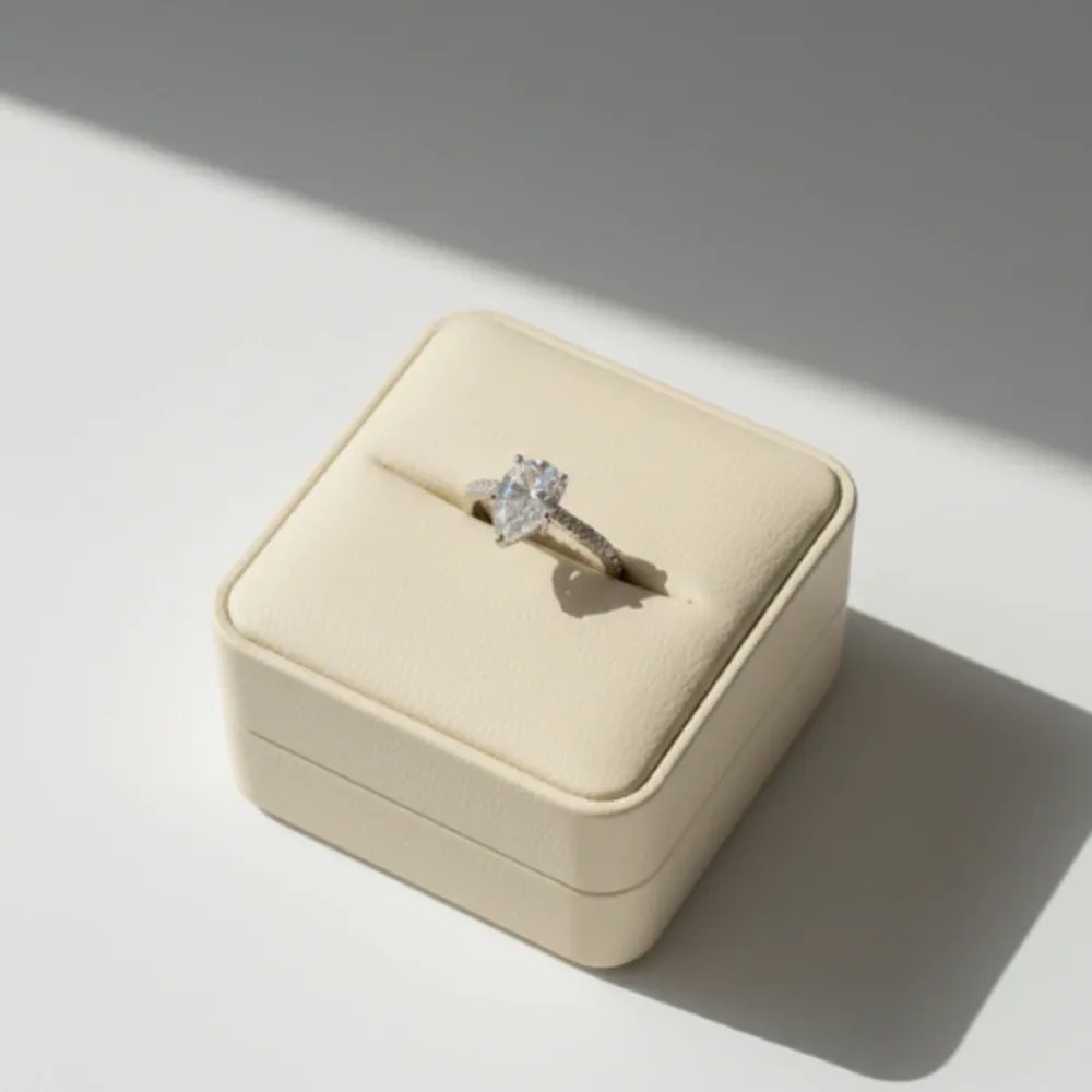 Radiant Teardrop Ring – White Topaz
