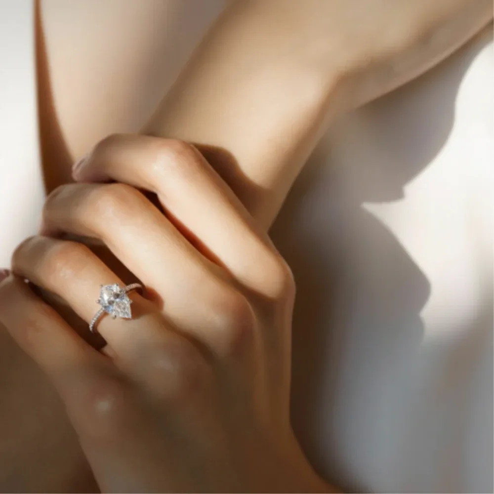 Radiant Teardrop Ring – White Topaz