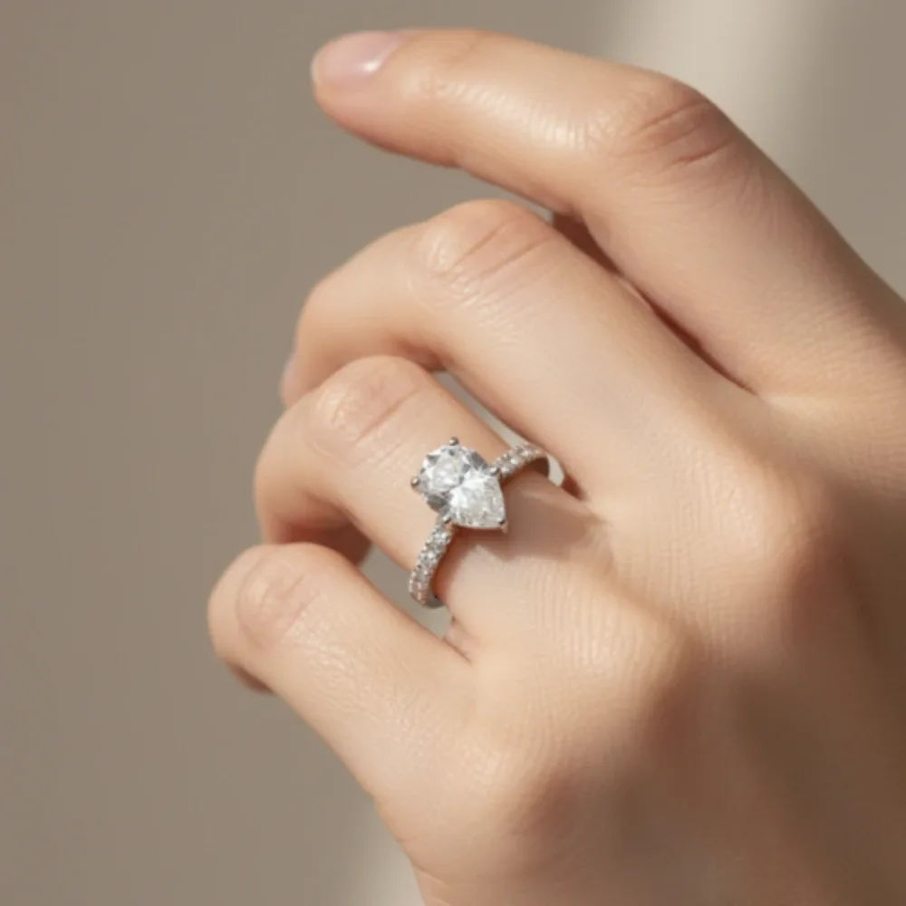 Radiant Teardrop Ring – White Topaz
