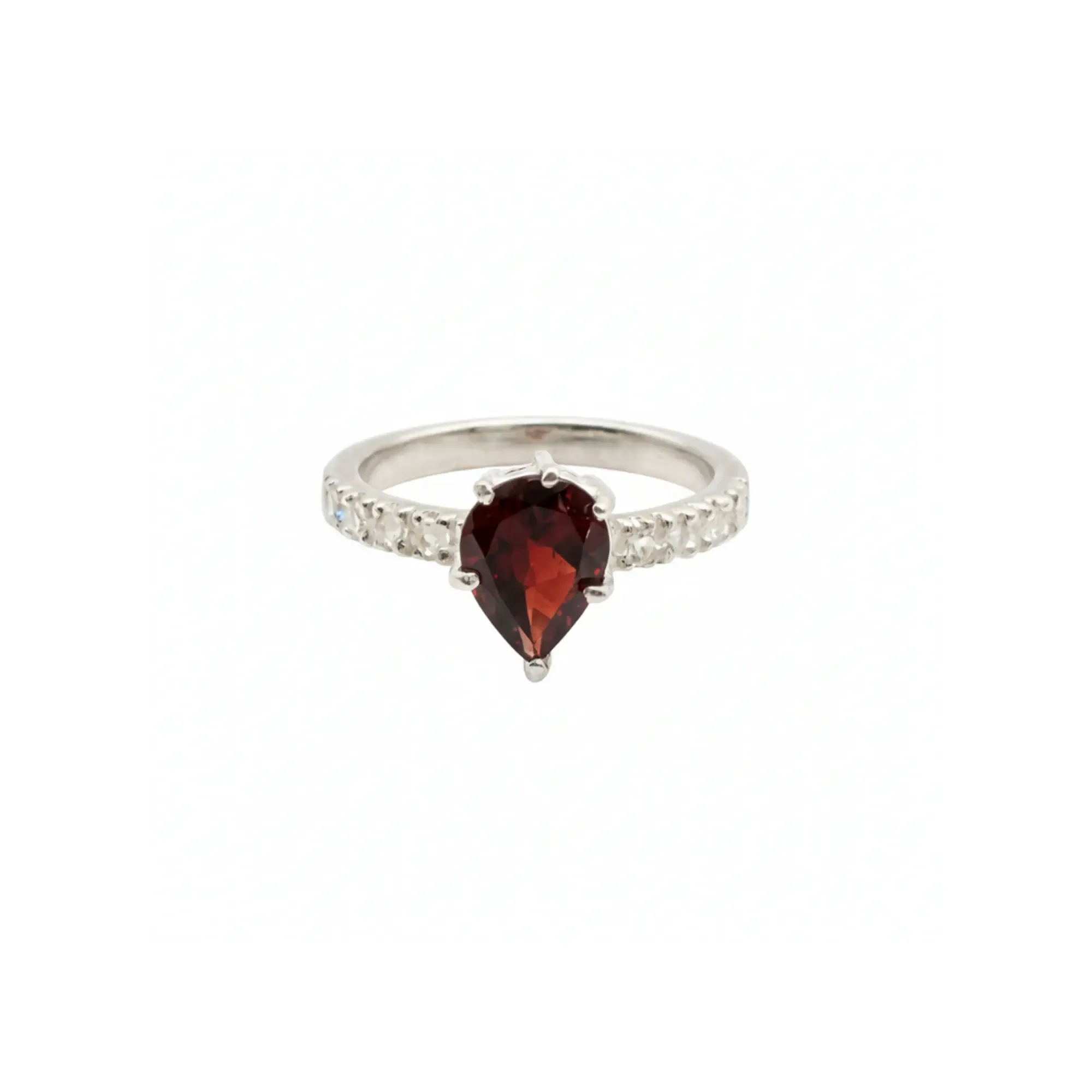 Radiant Teardrop Ring – Garnet