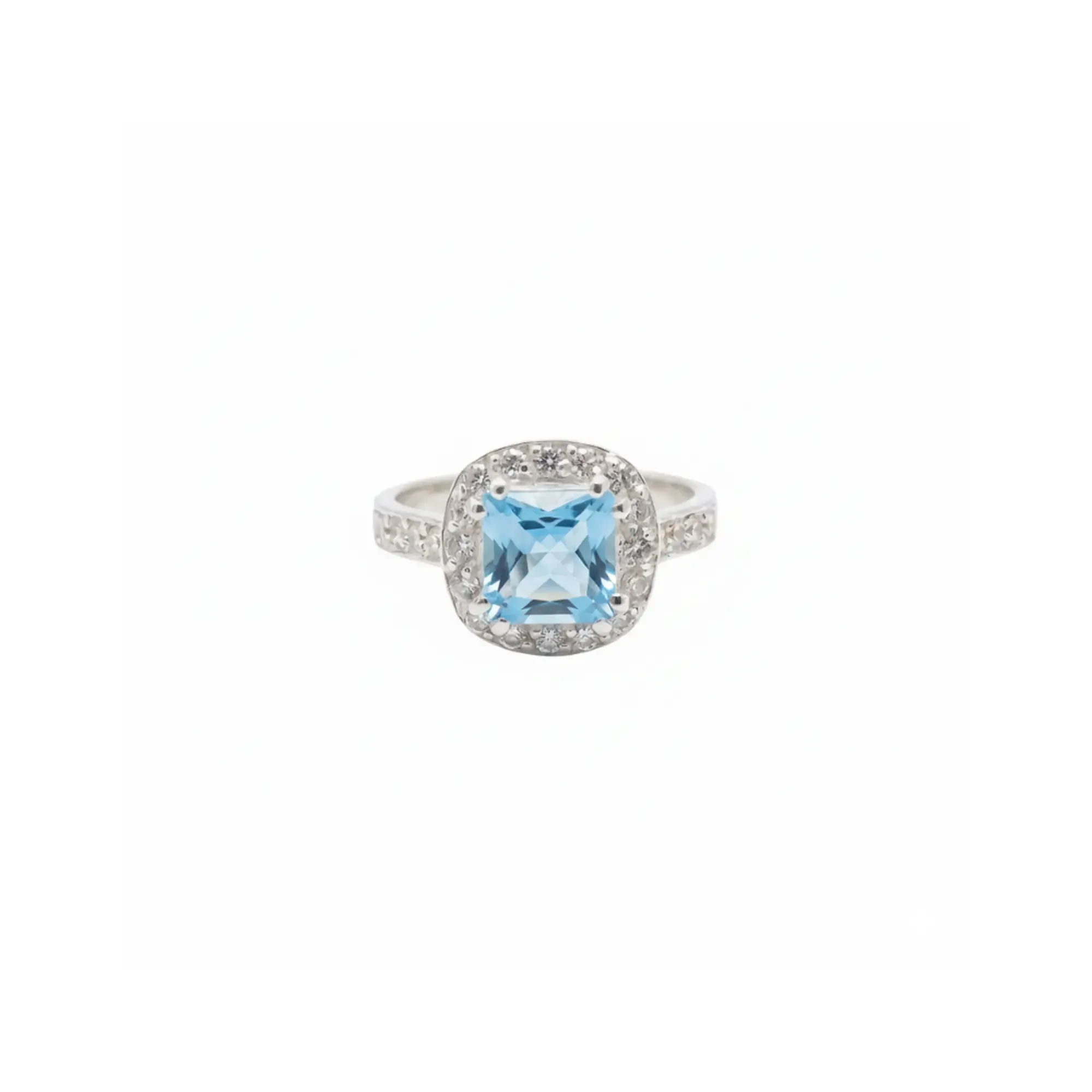 Celestial Halo Ring – Blue Topaz