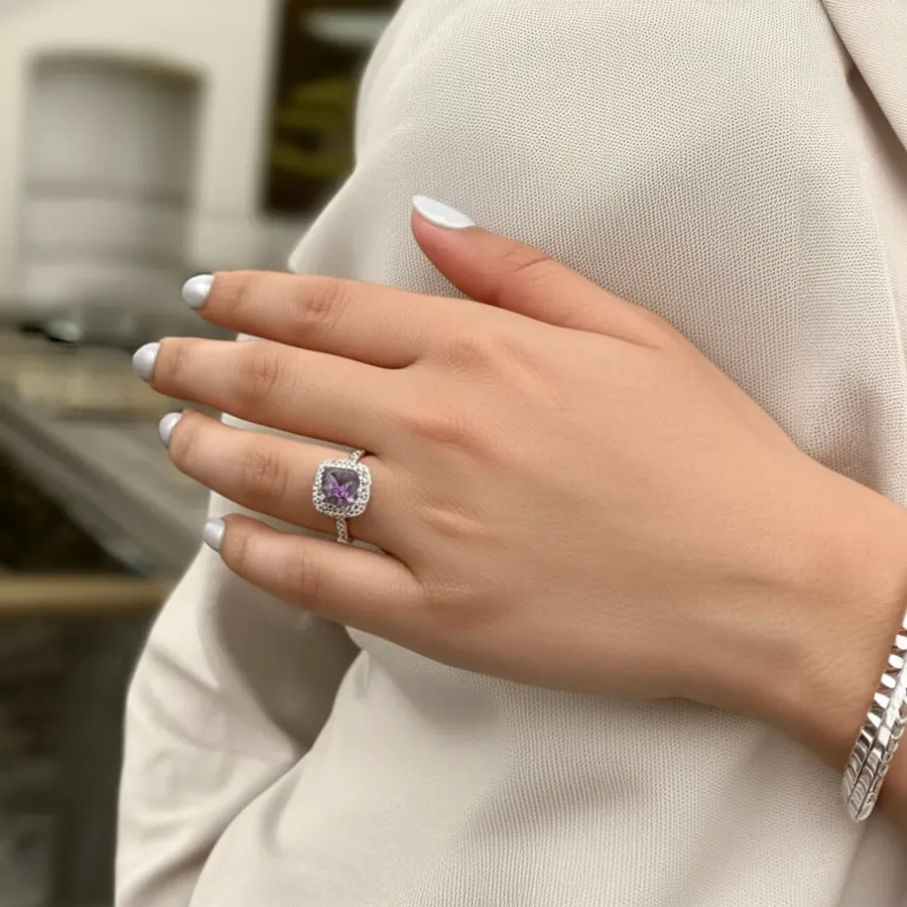 Celestial Halo Ring – Amethyst