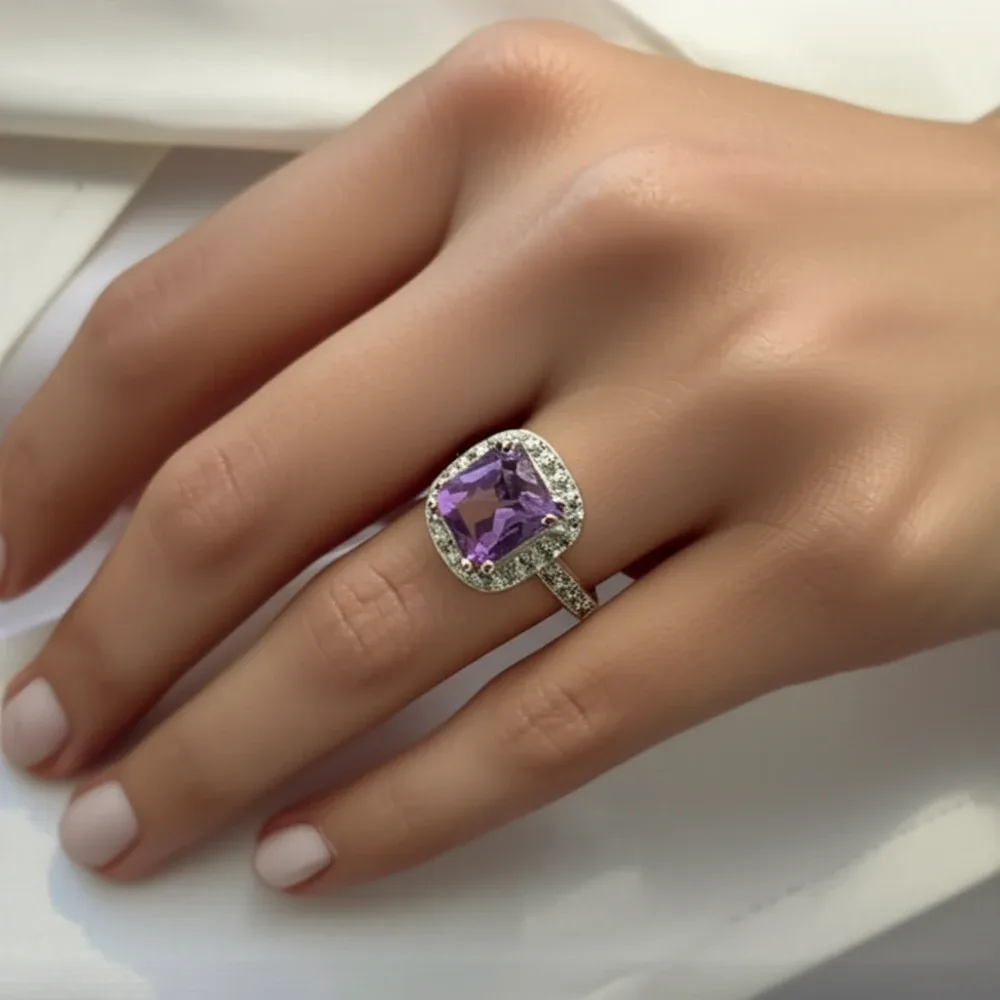 Celestial Halo Ring – Amethyst
