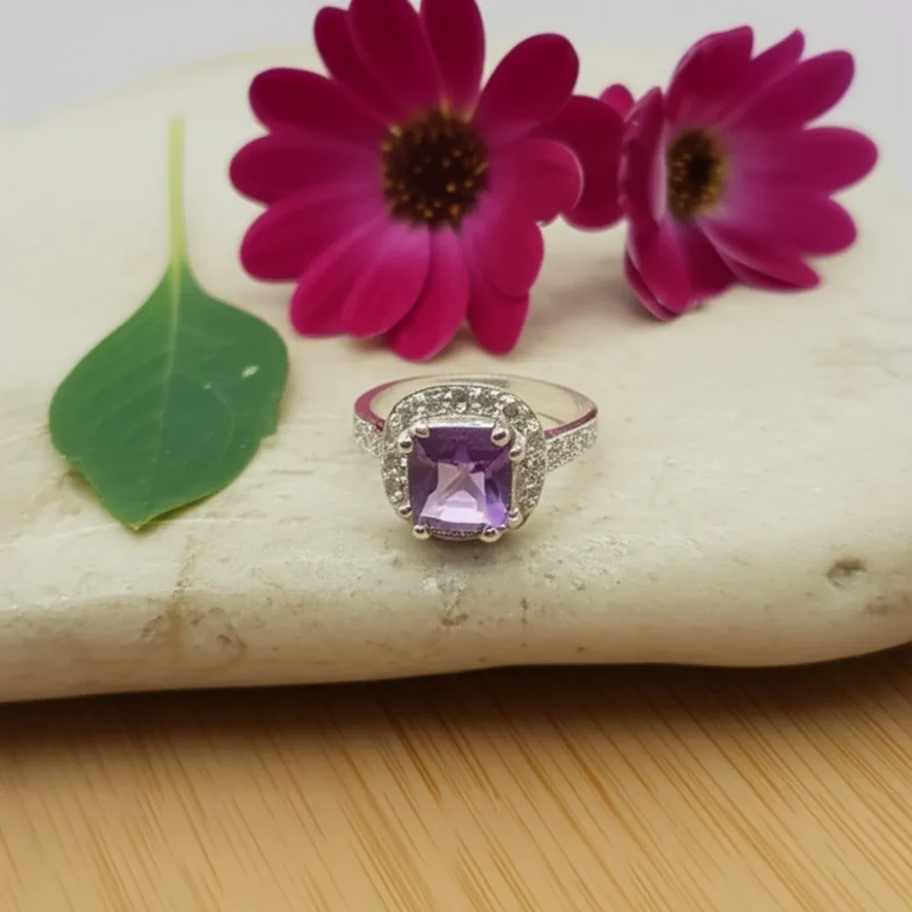 Celestial Halo Ring – Amethyst