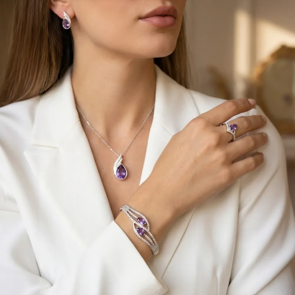 Amethyst Petal Cascade Luxe Set