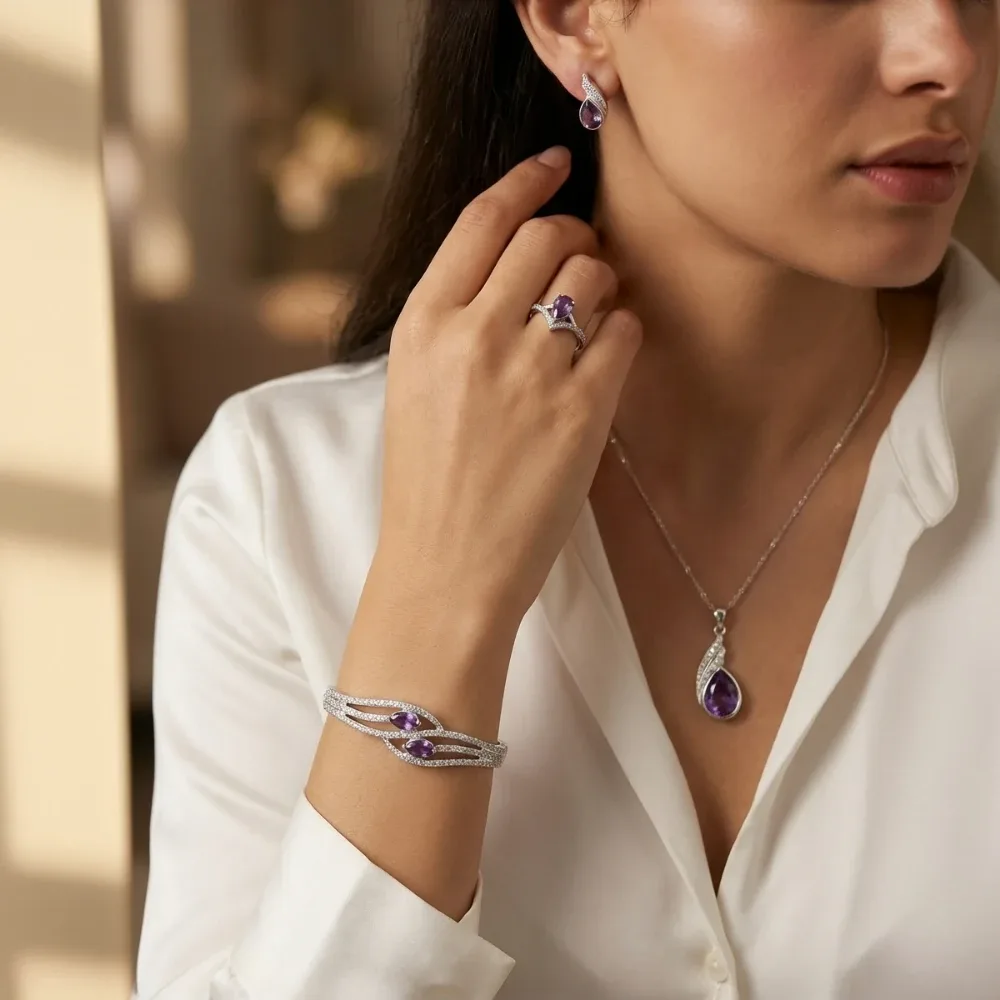 Amethyst Petal Cascade Luxe Set