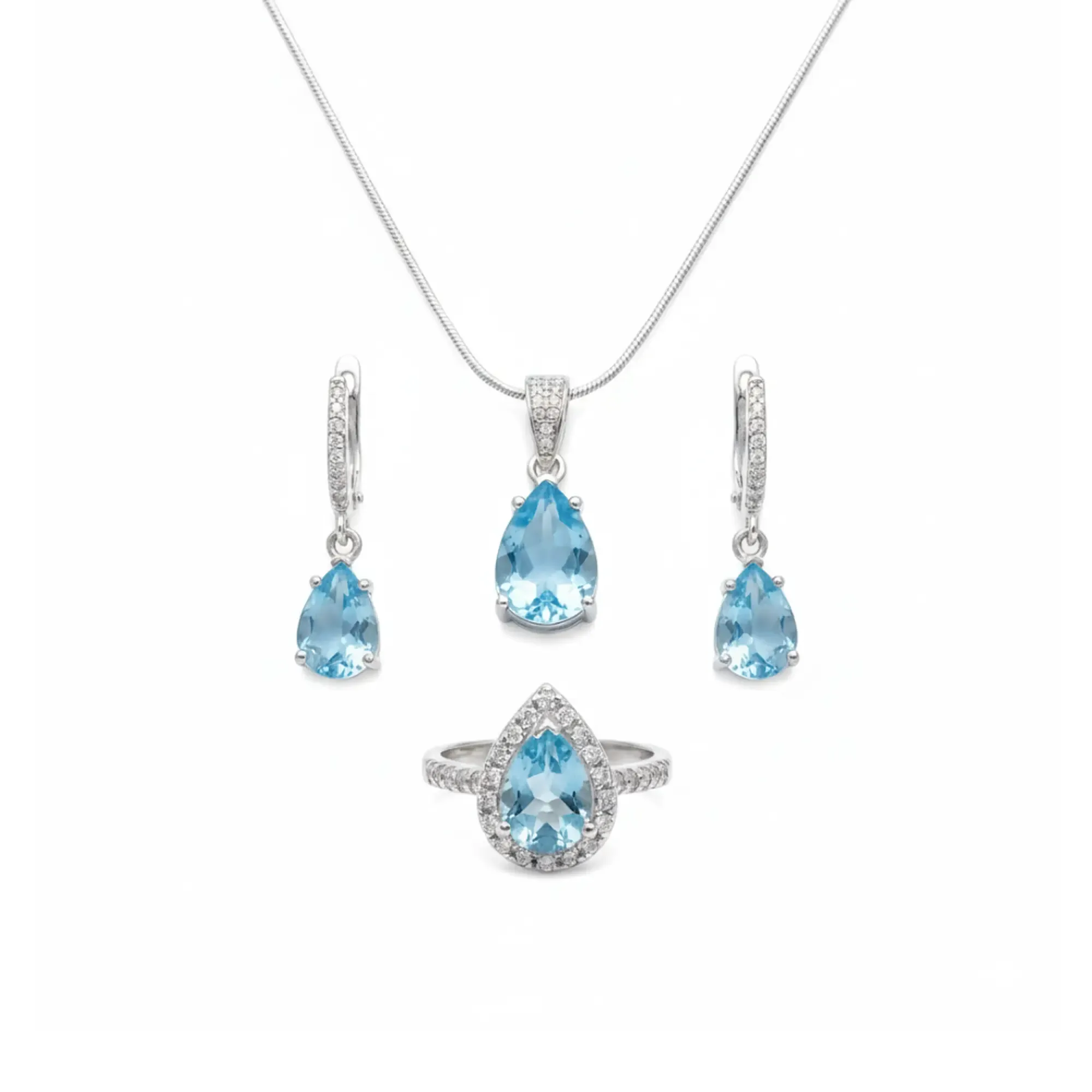 Blue Topaz Tear-Drop Harmony Set