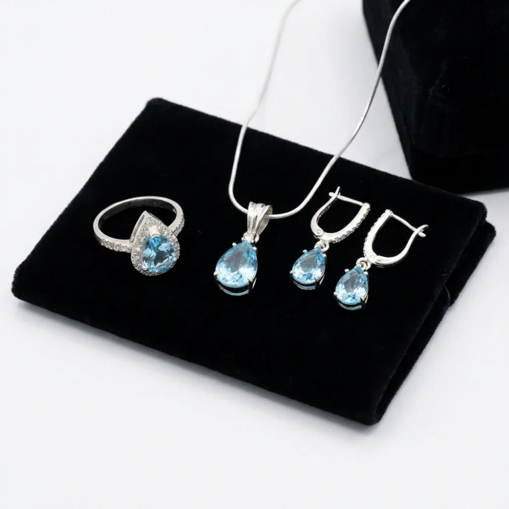 Blue Topaz Tear-Drop Harmony Set