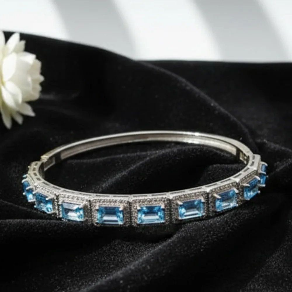 Azure Luxe Hinged Bangle