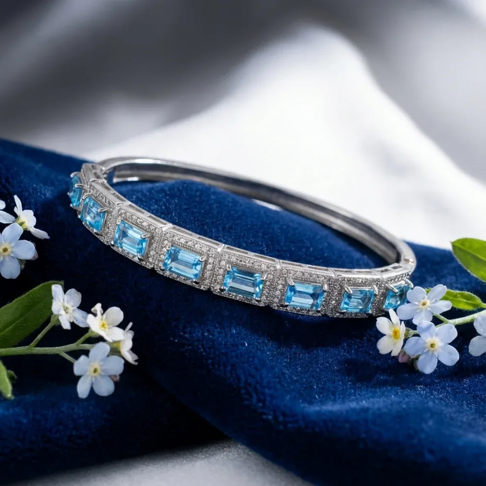Azure Luxe Hinged Bangle