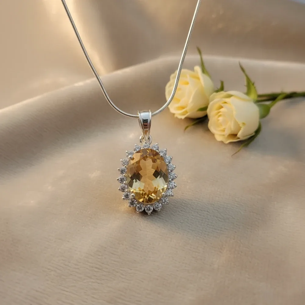 Citrine Radiant Halo Pendant