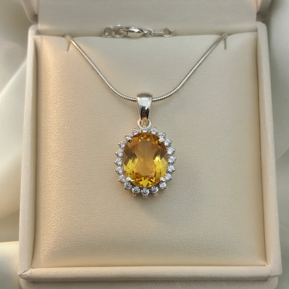 Citrine Halo Royale Pendant