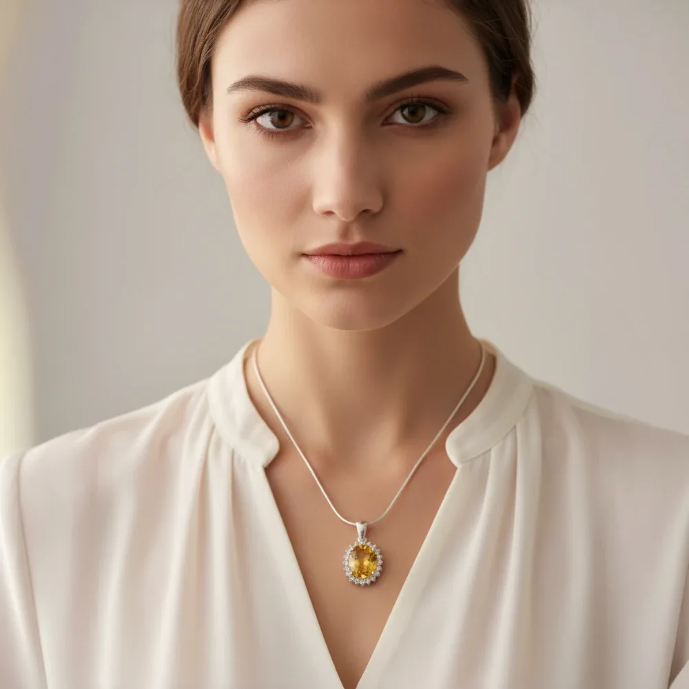 Citrine Halo Royale Pendant