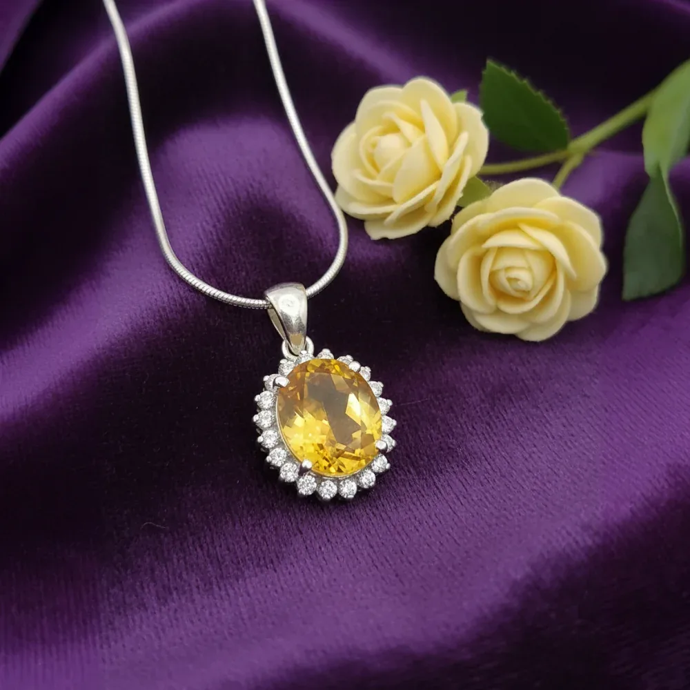 Citrine Halo Royale Pendant