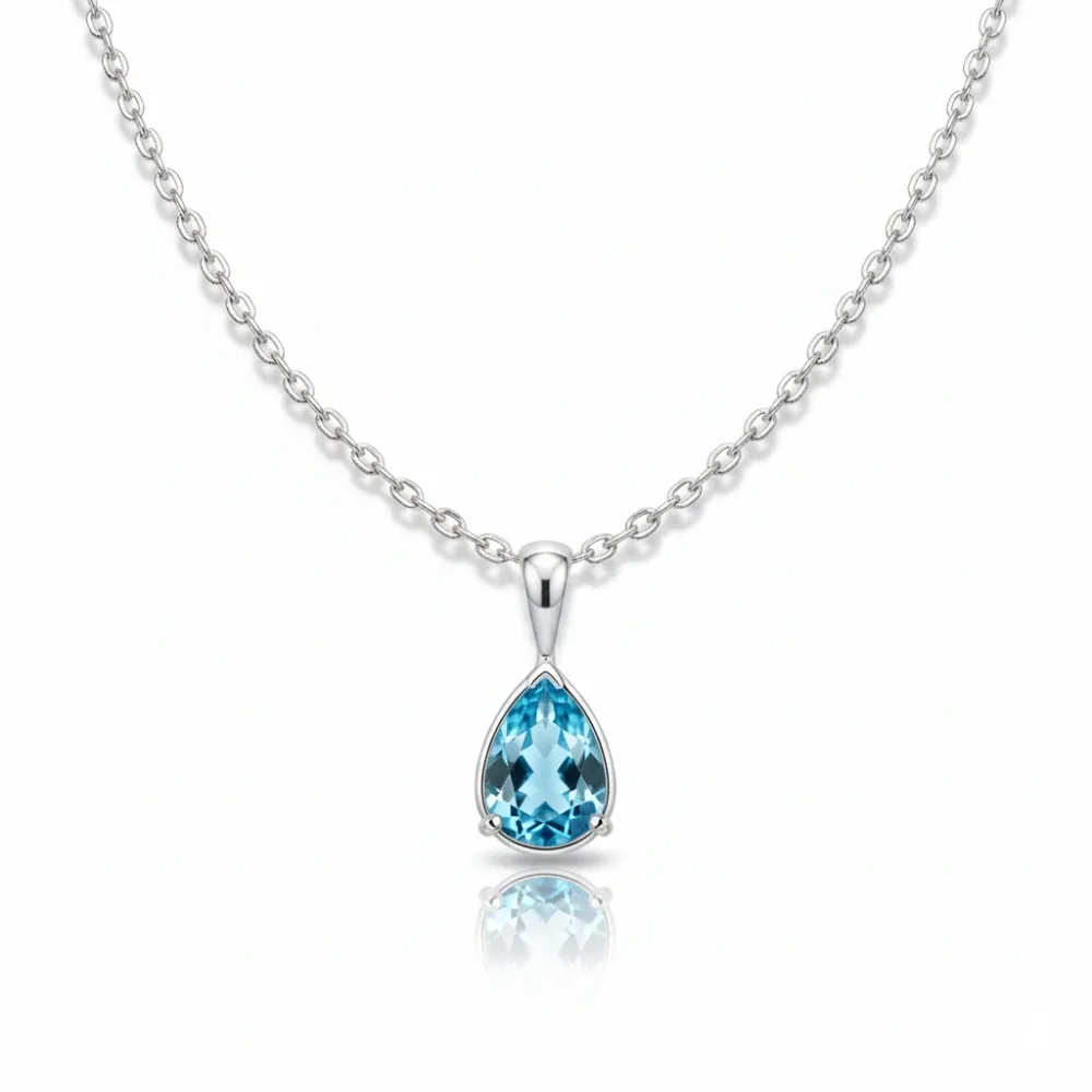 Blue Topaz Glow Teardrop Pendant