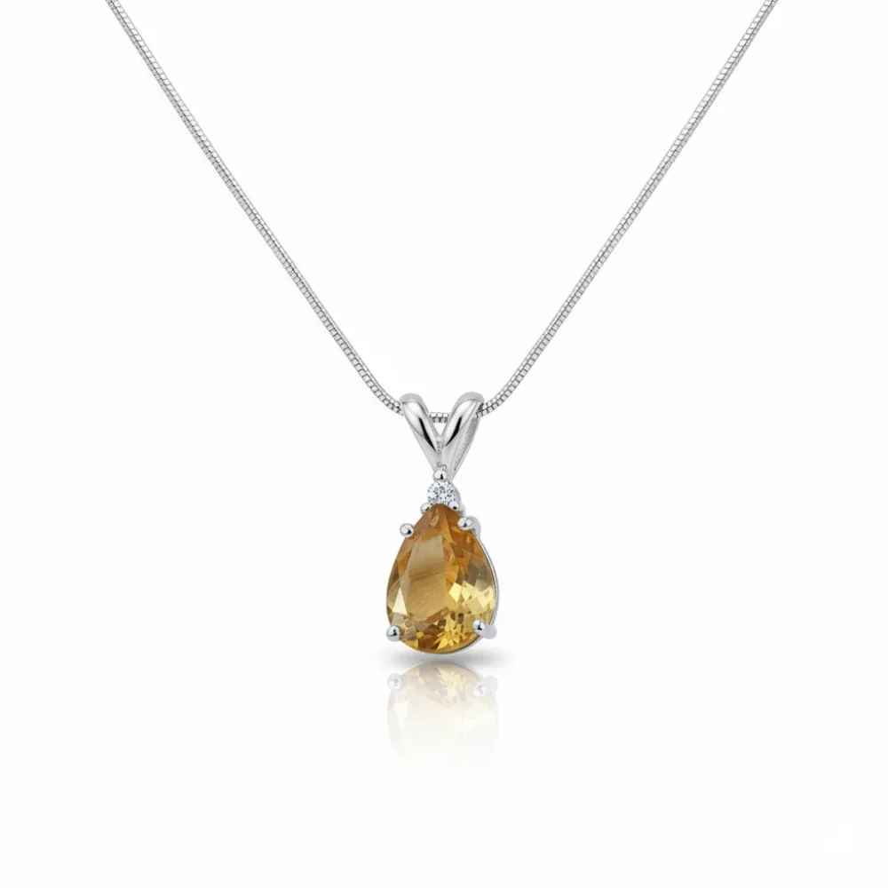 Citrine Glow Teardrop Pendant