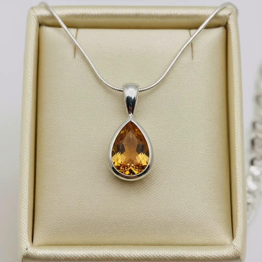 Citrine Glow Teardrop Pendant