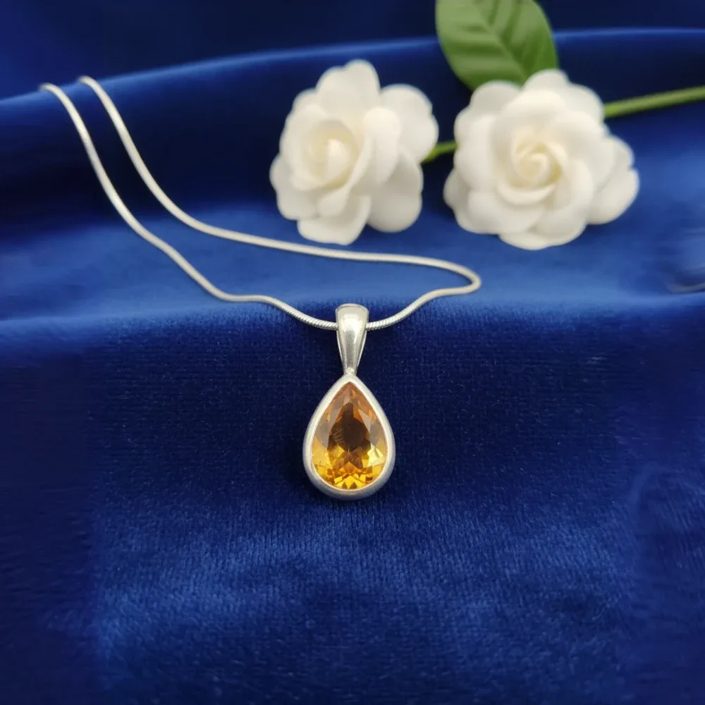 Citrine Glow Teardrop Pendant