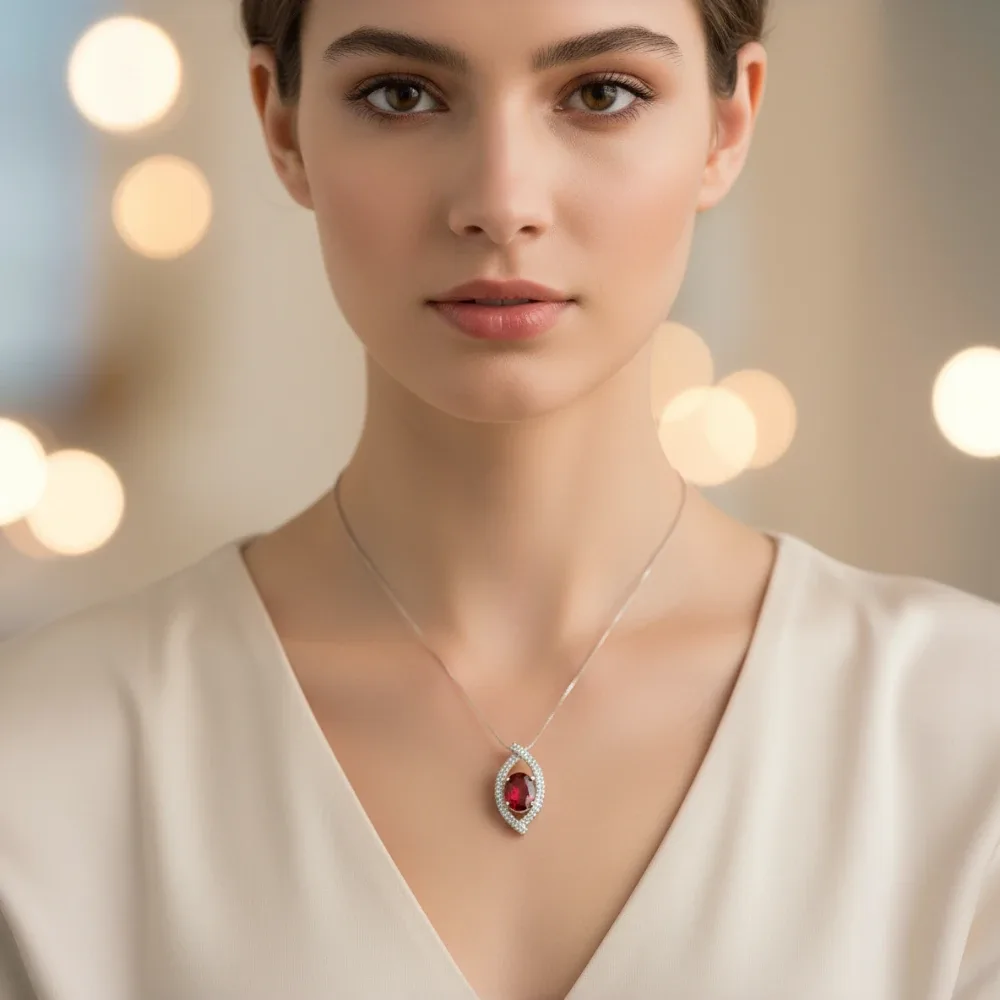 Garnet Radiant Loop Pendant