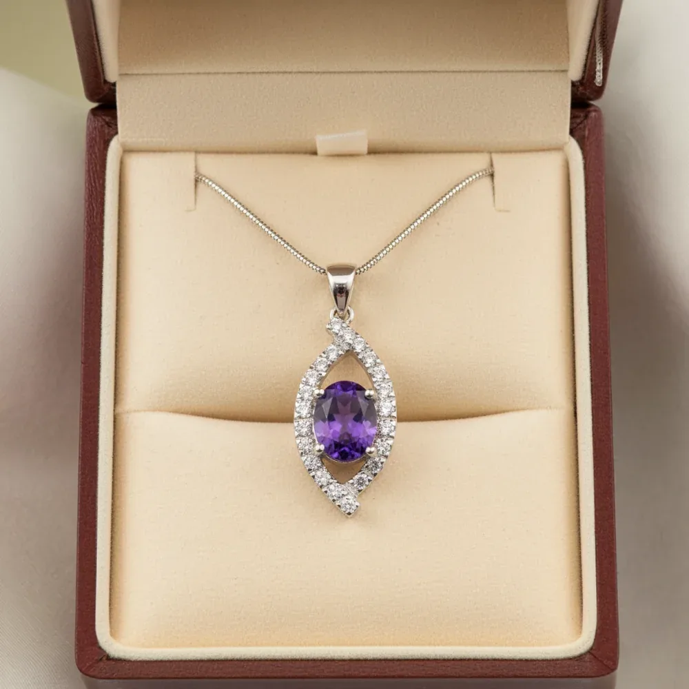 Amethyst Radiant Loop Pendant