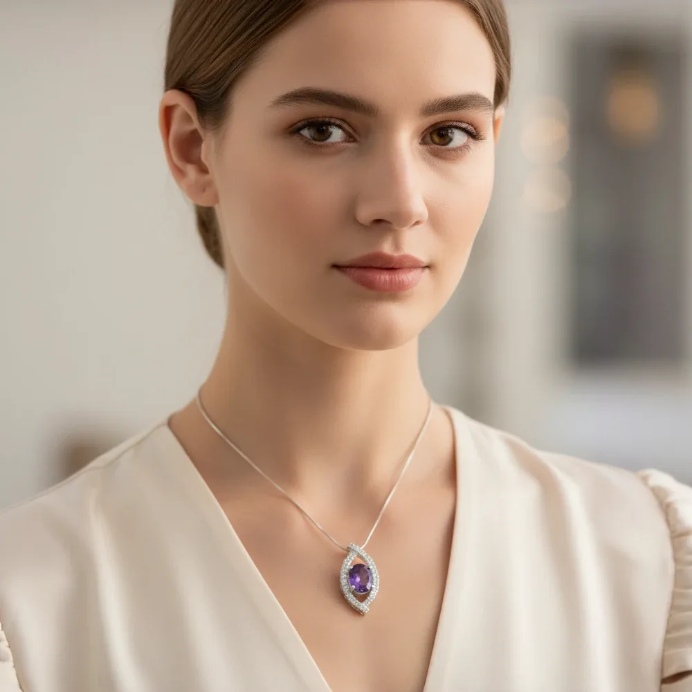 Amethyst Radiant Loop Pendant