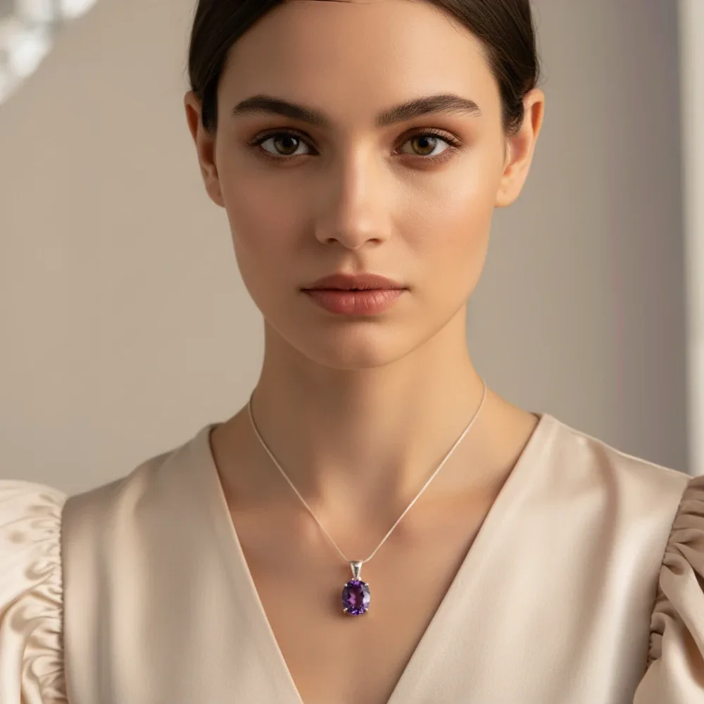 Amethyst Radiance Oval Pendant
