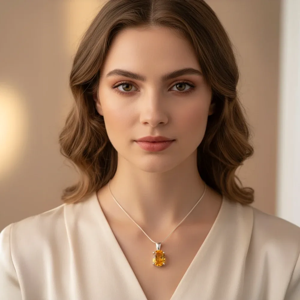 Citrine Radiance Oval Pendant