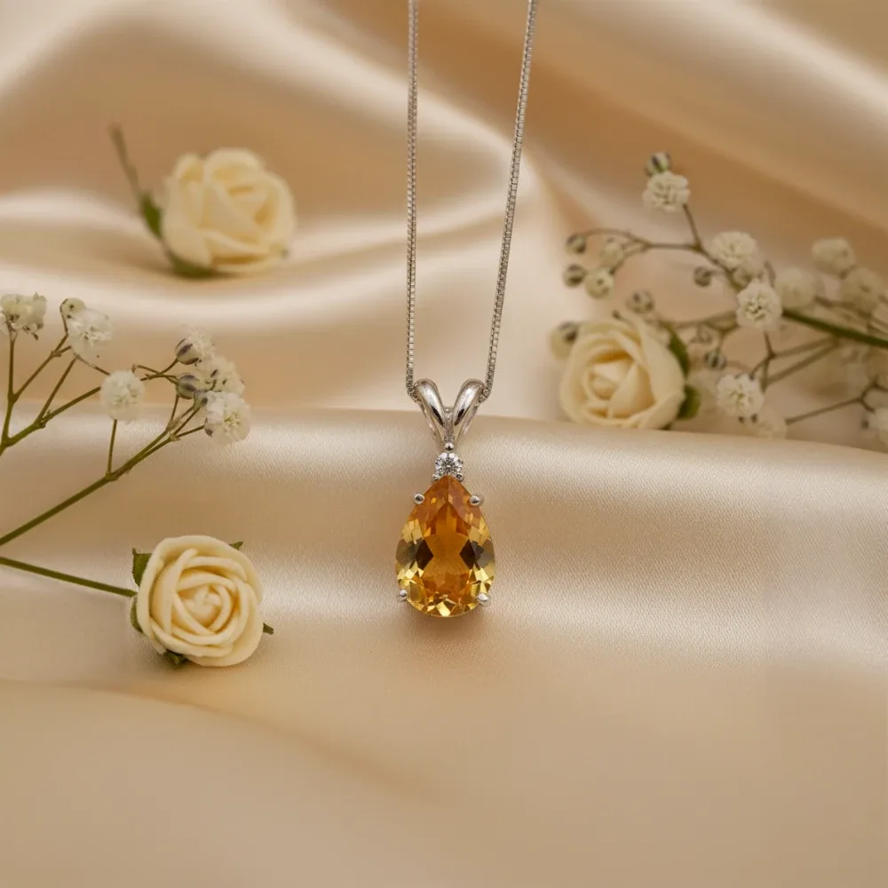 Citrine Classic Teardrop Pendant