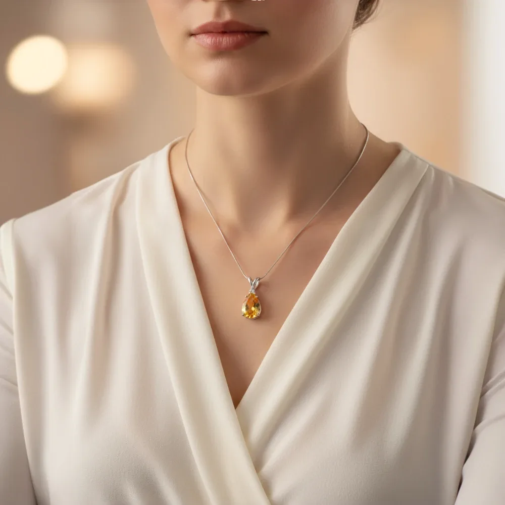 Citrine Classic Teardrop Pendant