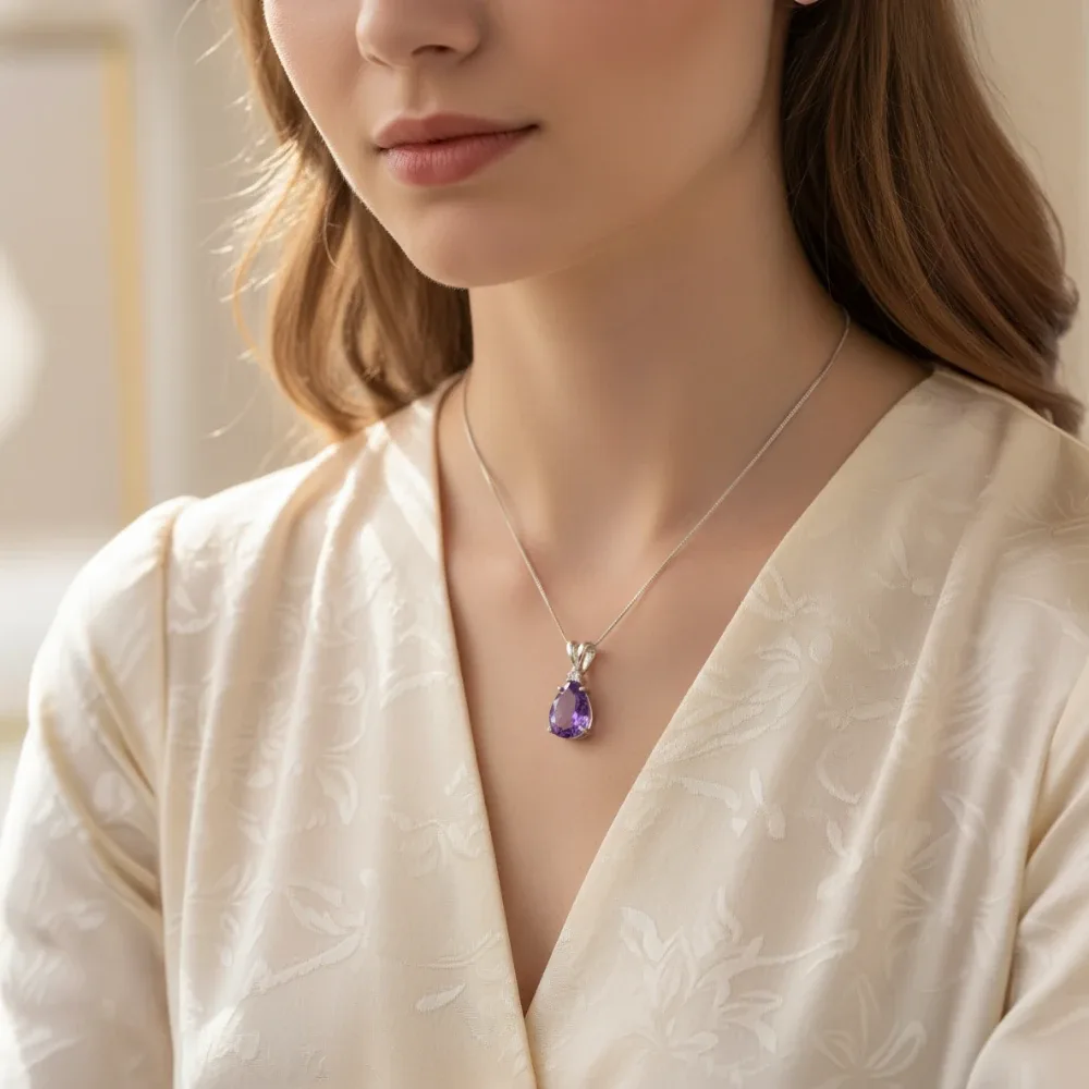 Amethyst Classic Teardrop Pendant