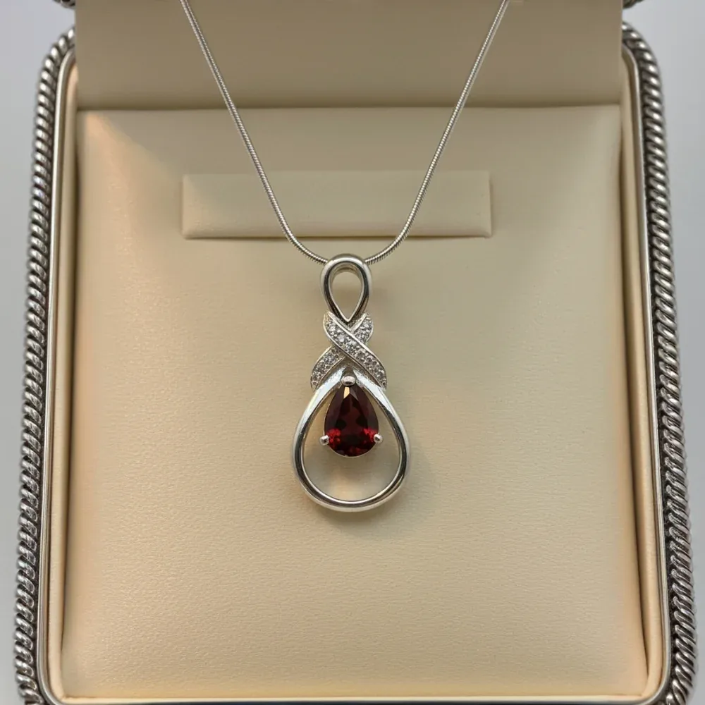 Garnet Infinity Teardrop Pendant