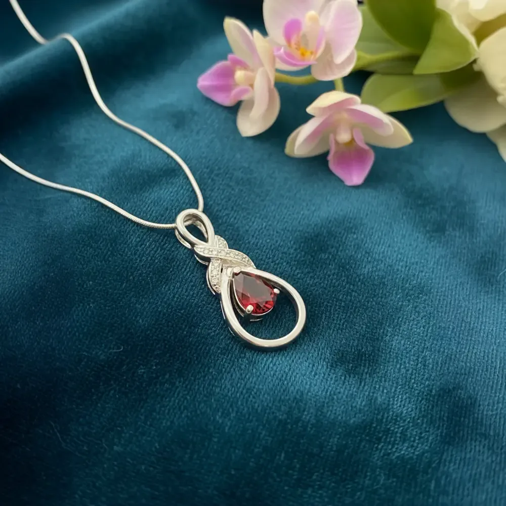 Garnet Infinity Teardrop Pendant