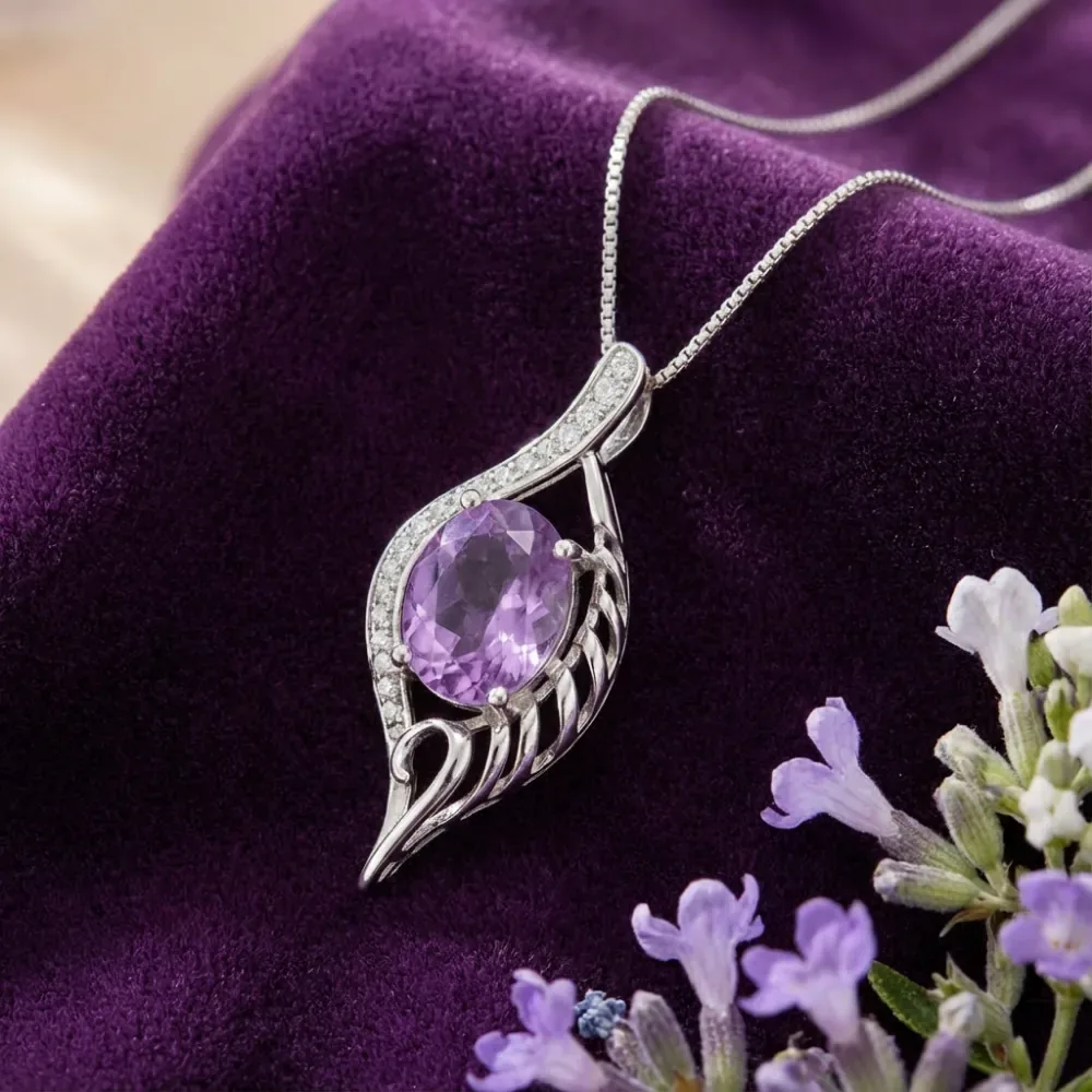 Amethyst Serenity Wing Pendant