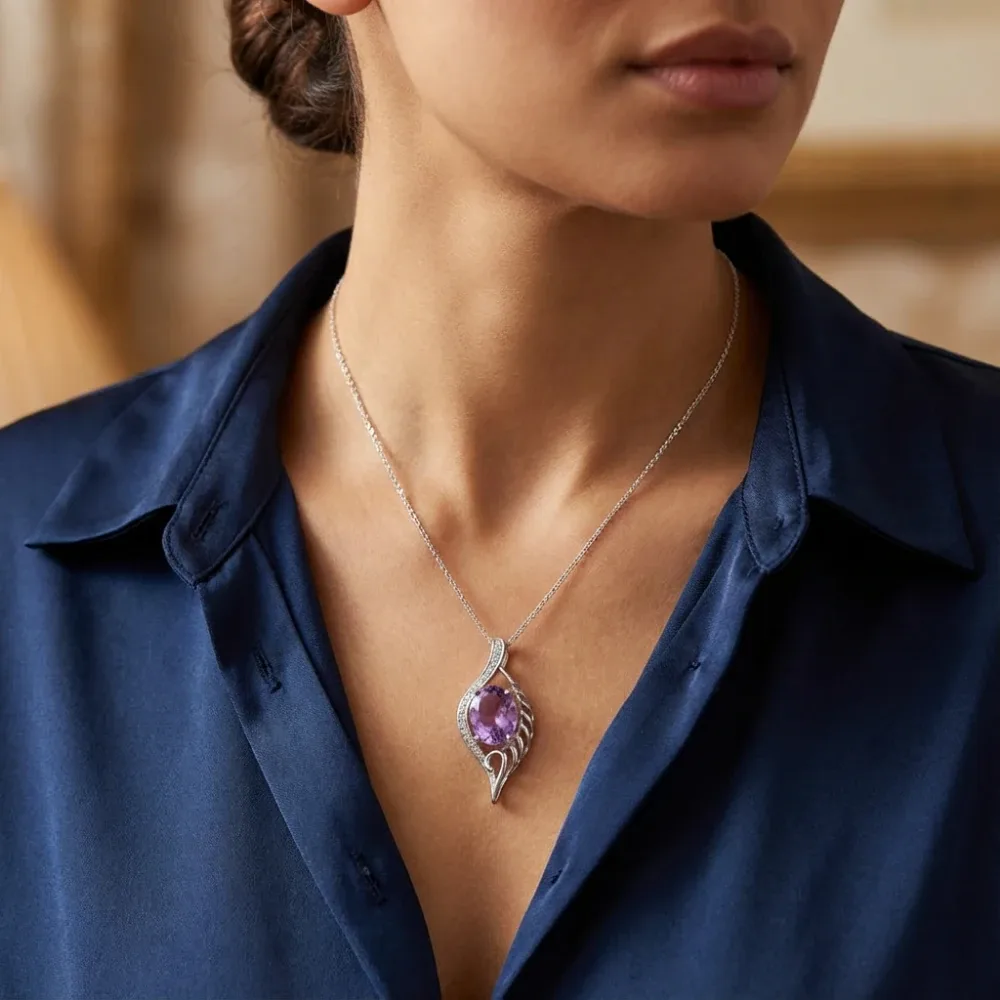 Amethyst Serenity Wing Pendant