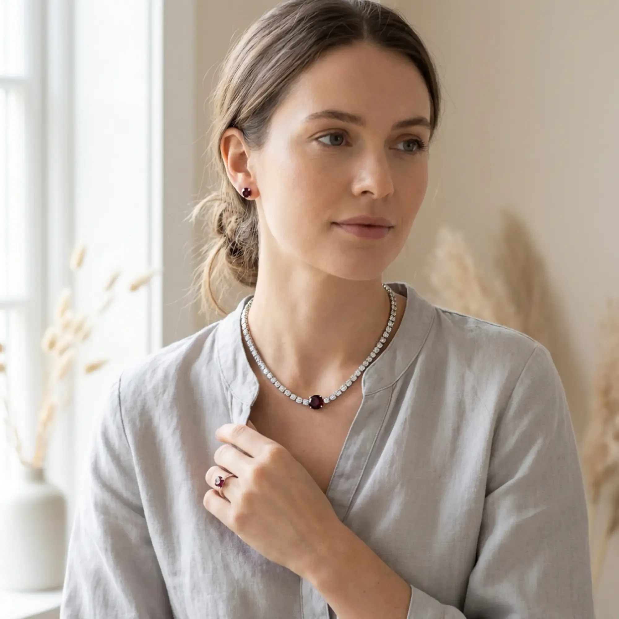 Crimson Solitaire Necklace