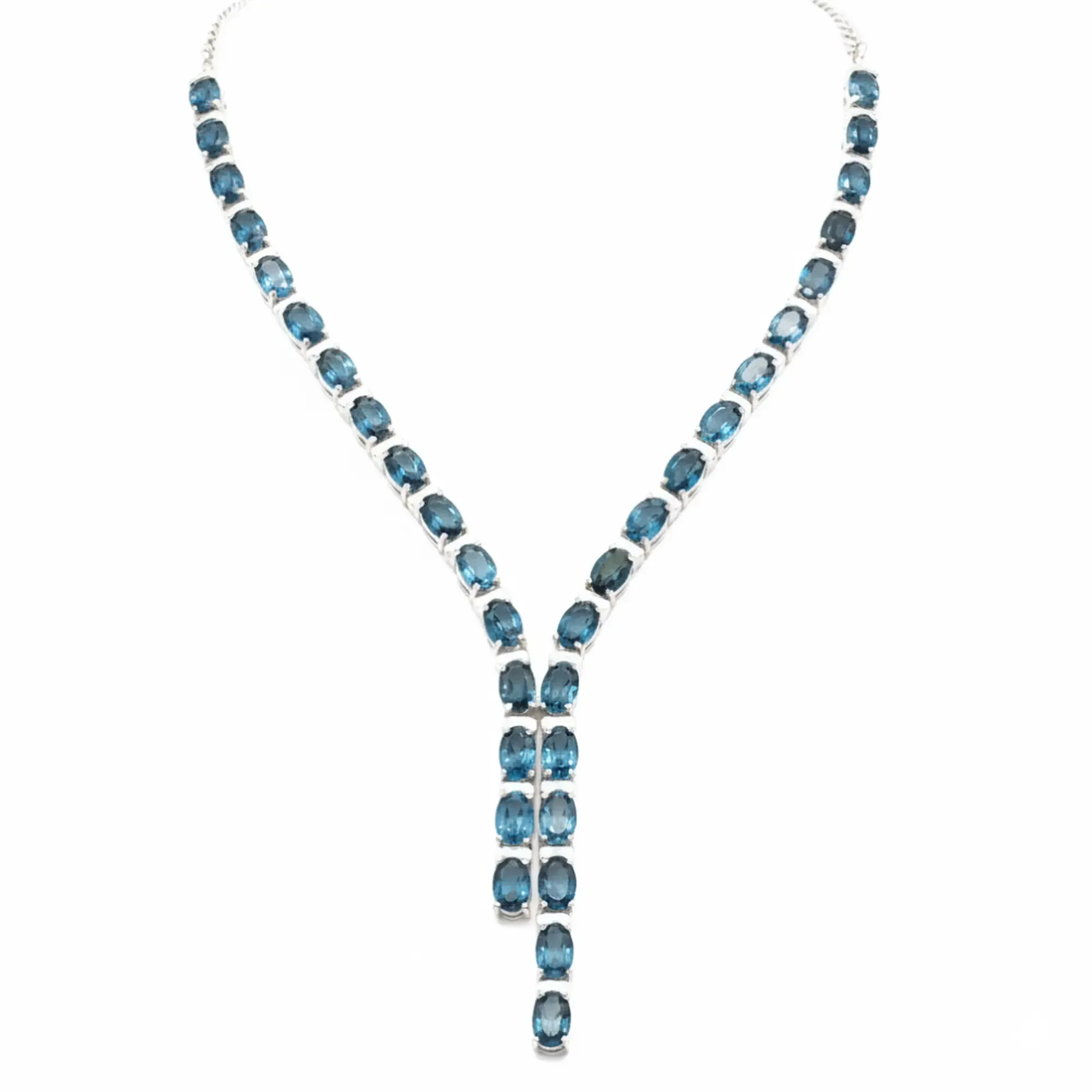 Lustre Cascade – London Blue Topaz Necklace  & Earrings Set